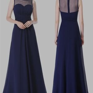 Night Way Collections Navy Mesh Maxi Dress